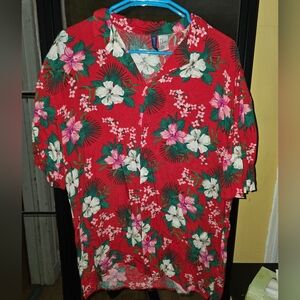 Red Floral Hawaiian Shirt